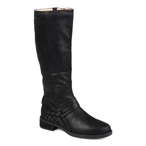 JOURNEE COLLECTION Black Vegan Suede Extra Wide Calf Meg Riding Boot Sz 6